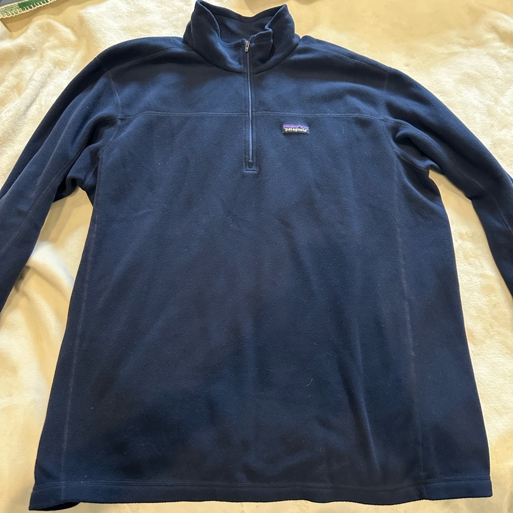 Patagonia Men's Deep Blue Zip-Up Fleece Pullover  XXL